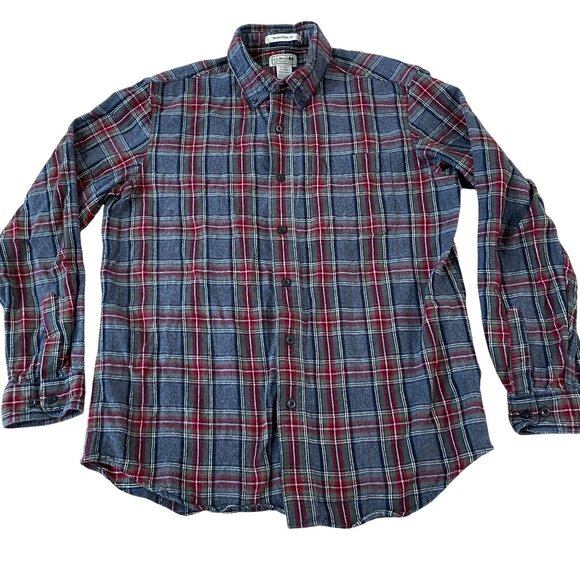 L.L. Bean Flannel Shirt Men's Medium Traditional Fit Plaid Button-Up 3-Season - Picture 1 of 5
